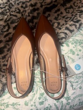 a new day Women's Brown Pointed Toe Slingback Flats